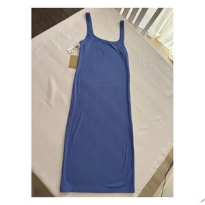 Wilfred Free Aritzia Ribbed Bodycon Tank Dress – Size Medium – Blue – NWT